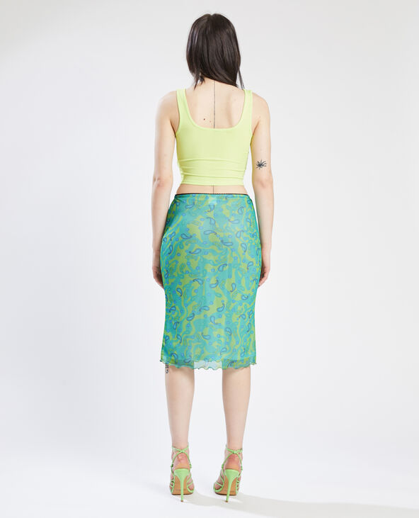 Jupe droite midi en maille transparente vert - Pimkie