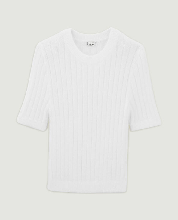 Pull duveteux à manches courtes blanc - Pimkie
