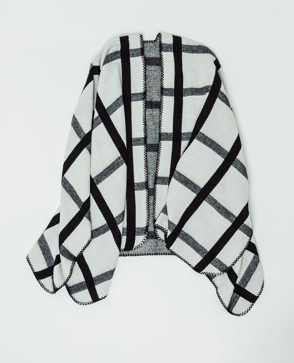 Poncho à carreaux noir - Pimkie
