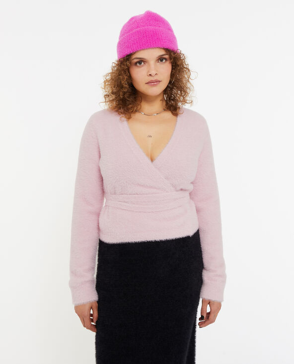 Cache-cœur en maille fluffy rose clair - Pimkie