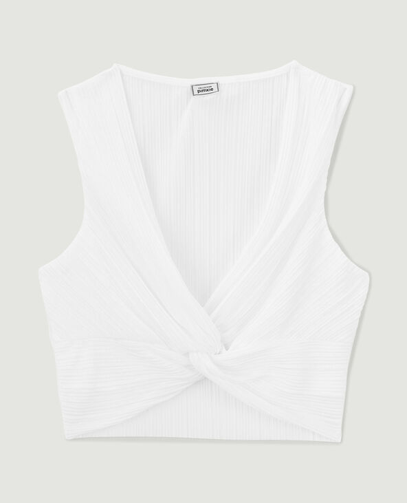 Top court en tissu plissé blanc - Pimkie