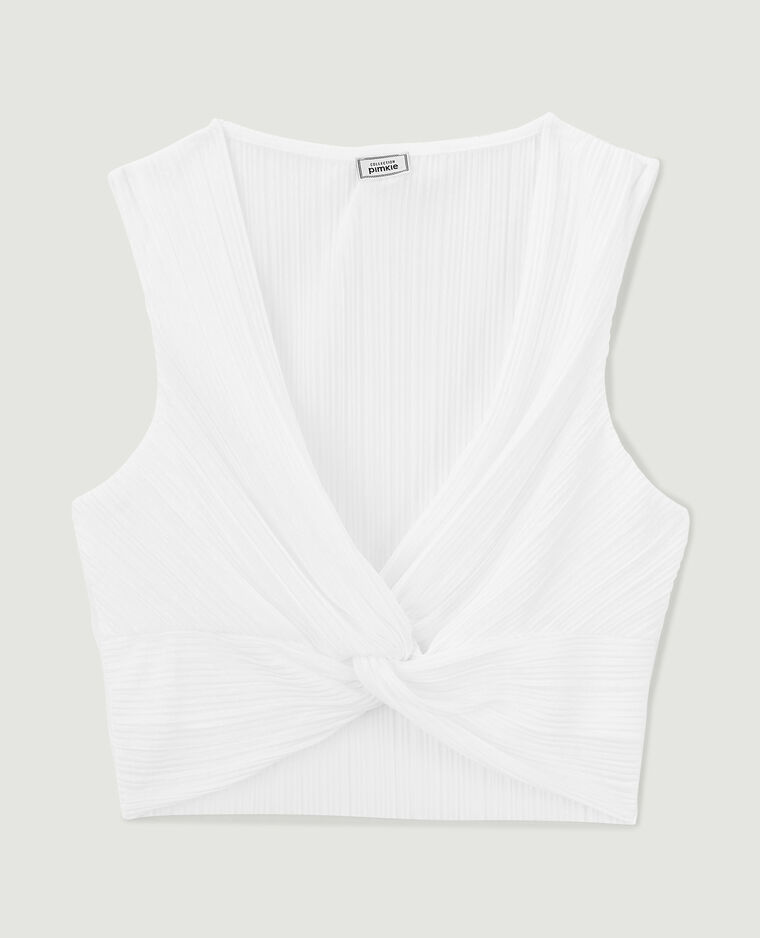 Top court en tissu plissé blanc - Pimkie