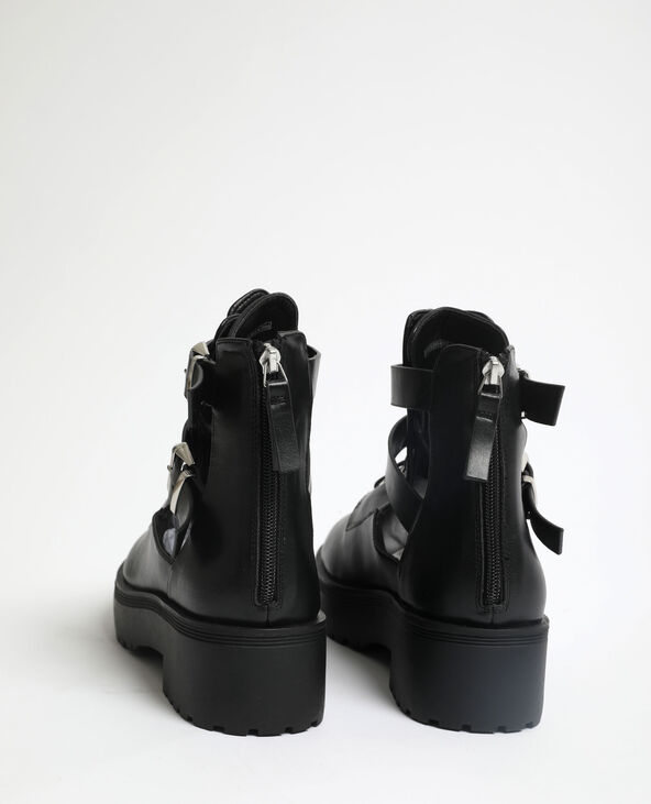 Boots motard en faux cuir noir - Pimkie