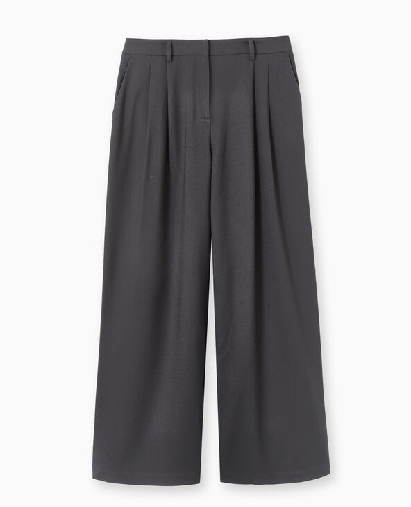 Pantalon large avec pinces gris foncé - Pimkie
