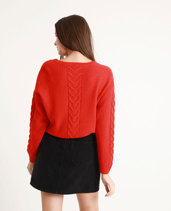 Pull torsadé rouge - Pimkie