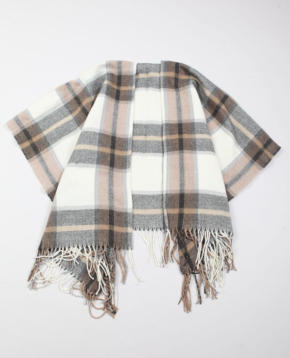 Poncho à franges blanc - Pimkie