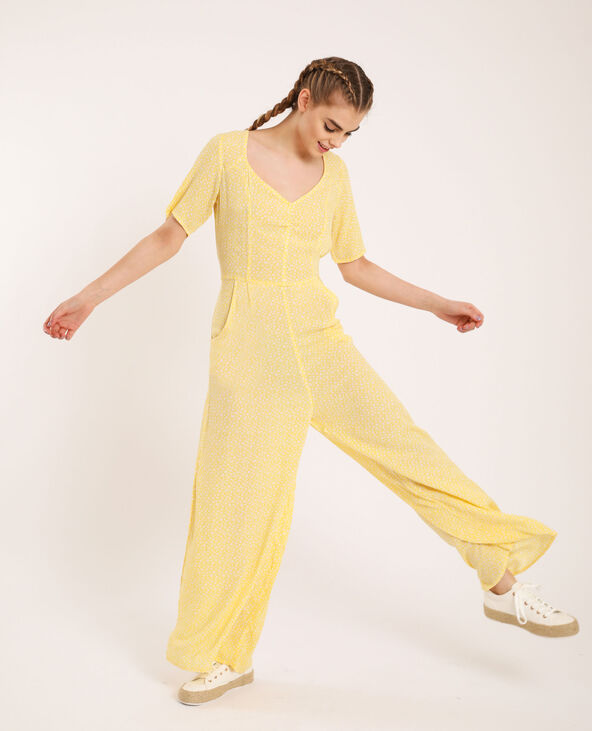 Combi-pantalon à fleurs jaune - Pimkie