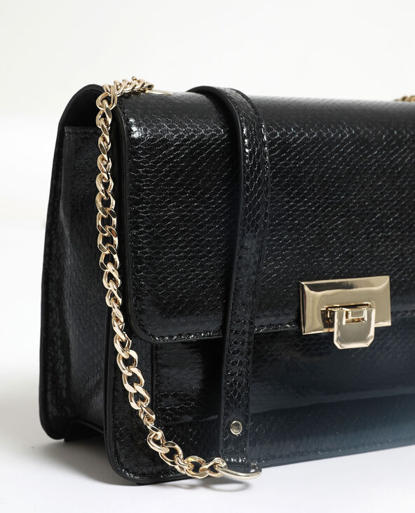 Sac en faux cuir python noir - Pimkie