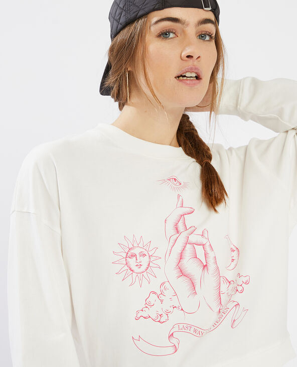Sweat col rond blanc - Pimkie