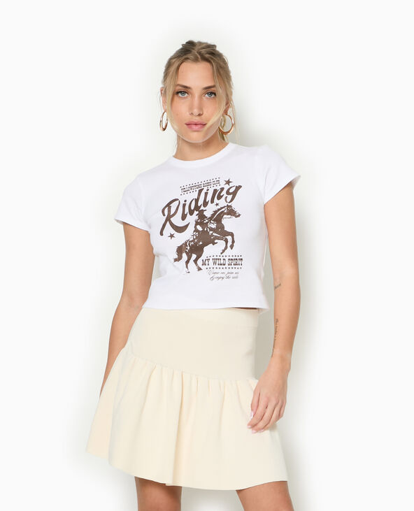 T-shirt ajusté avec print blanc - Pimkie