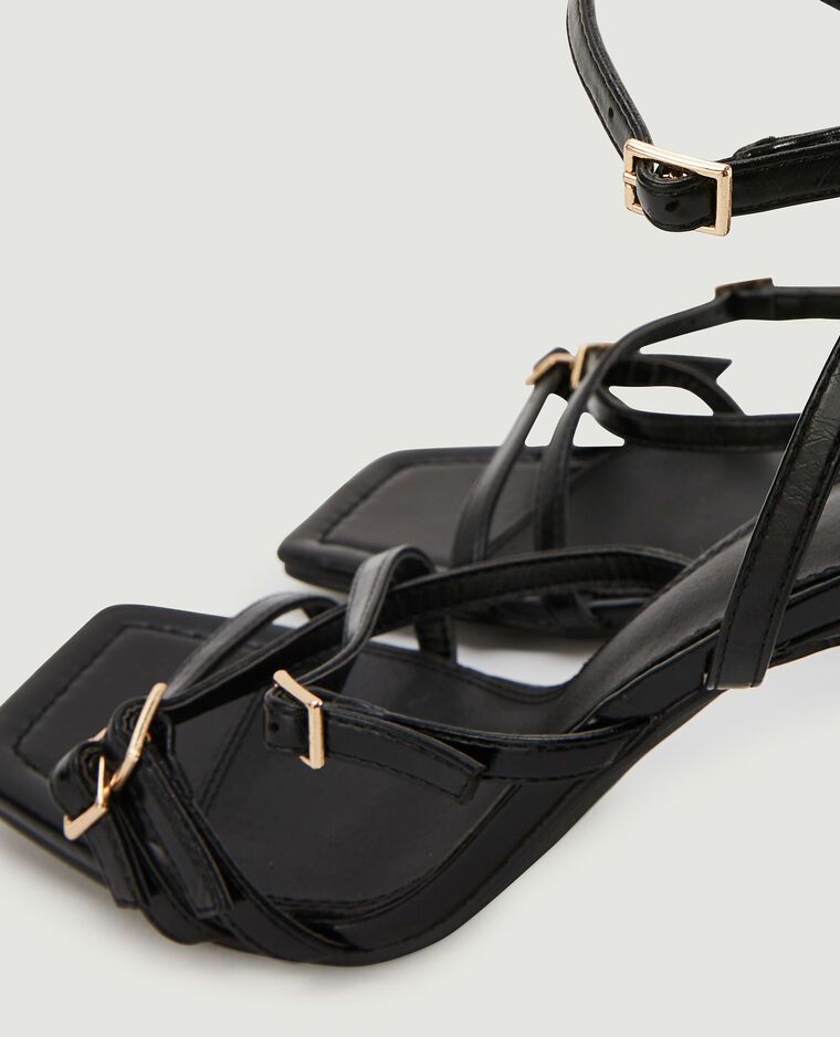 Sandales à bride bout carré noir - Pimkie