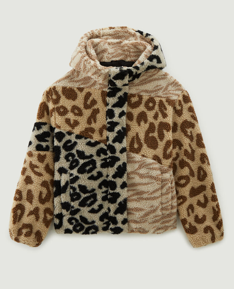 Blouson à capuche léopard et zébré beige - Pimkie