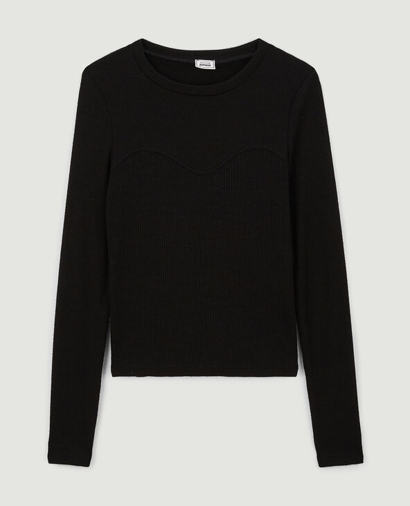 Top manches longues effet corset noir - Pimkie