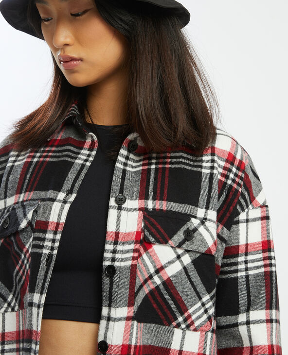 Chemise longue à carreaux gris - Pimkie