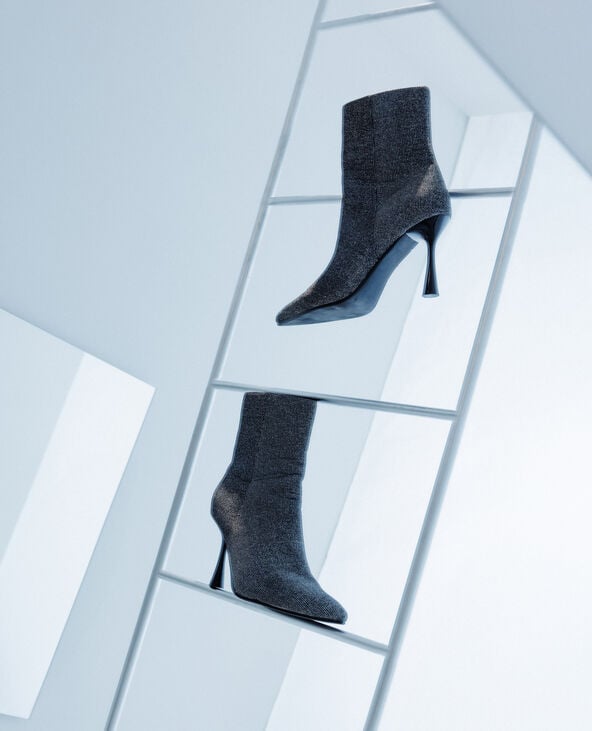 Boots pointues en maille textile avec lurex argenté - Pimkie