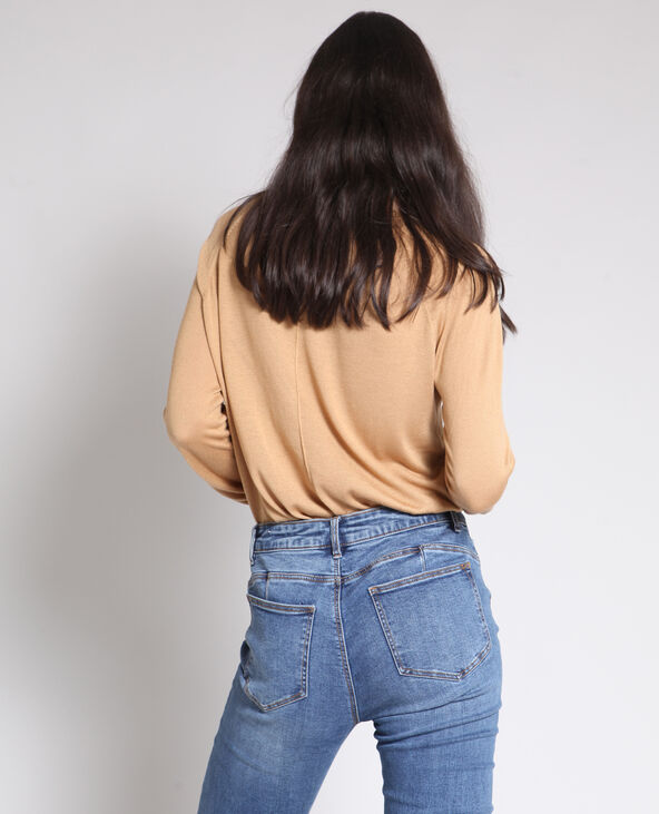 Pull fin à col V beige - Pimkie