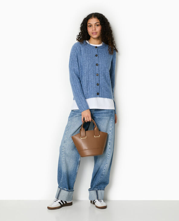 Gilet en maille côtes plates bleu - Pimkie