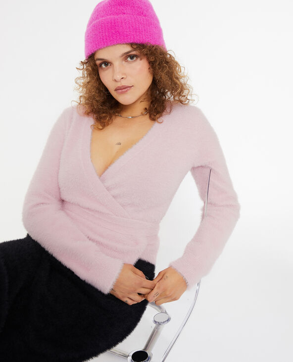 Cache-cœur en maille fluffy rose clair - Pimkie