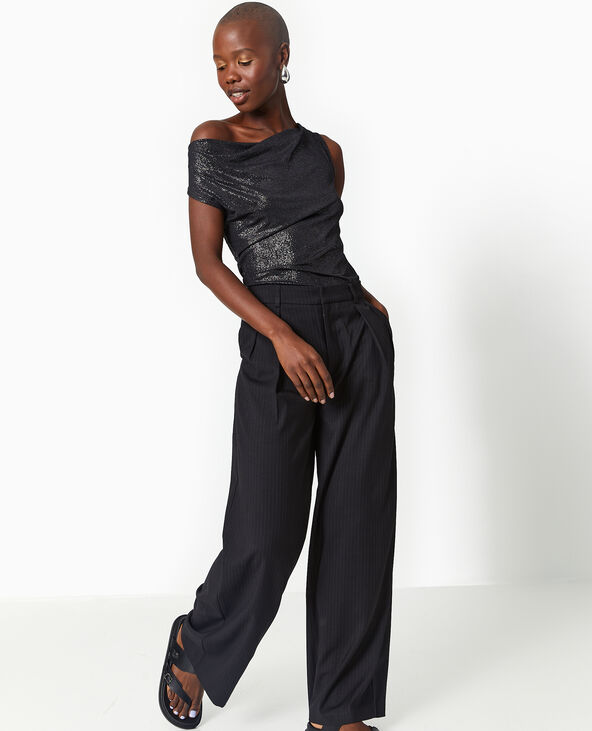 Top col bénitier avec lurex noir - Pimkie