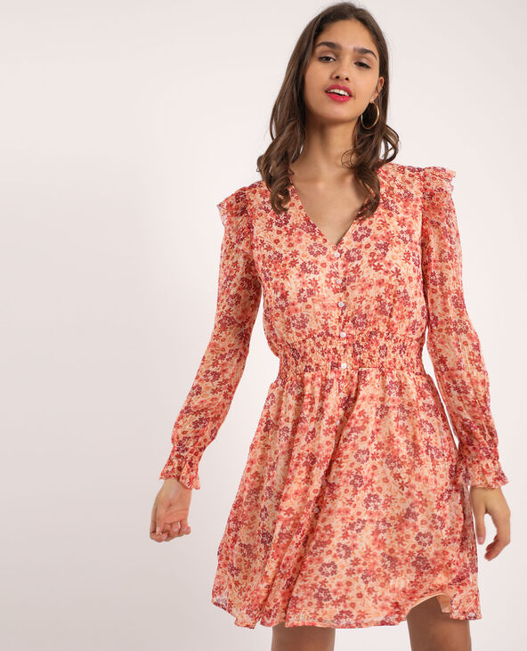 Robe à fleurs beige - Pimkie