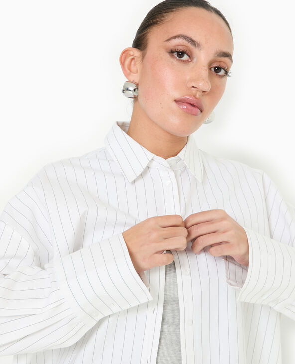 Chemise oversize rayée avec ouverture dos blanc - Pimkie