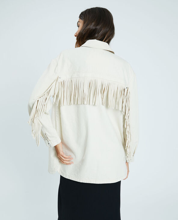 Surchemise à franges beige - Pimkie
