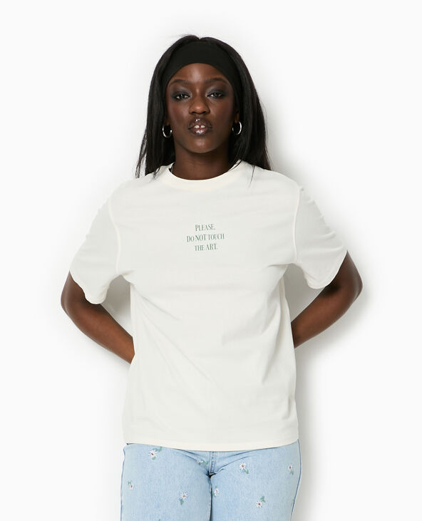 T-shirt oversize avec print devant et dos blanc - Pimkie