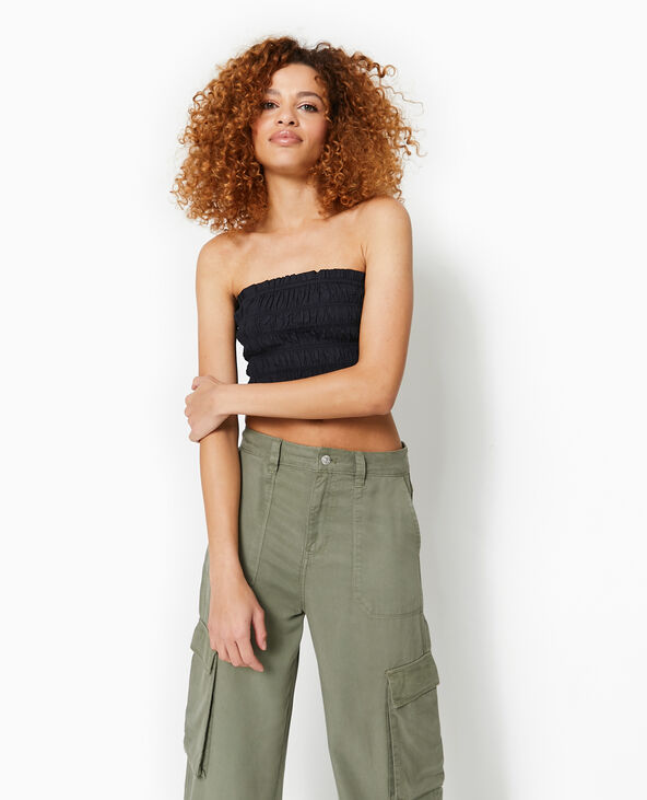 Top bustier smocké noir - Pimkie