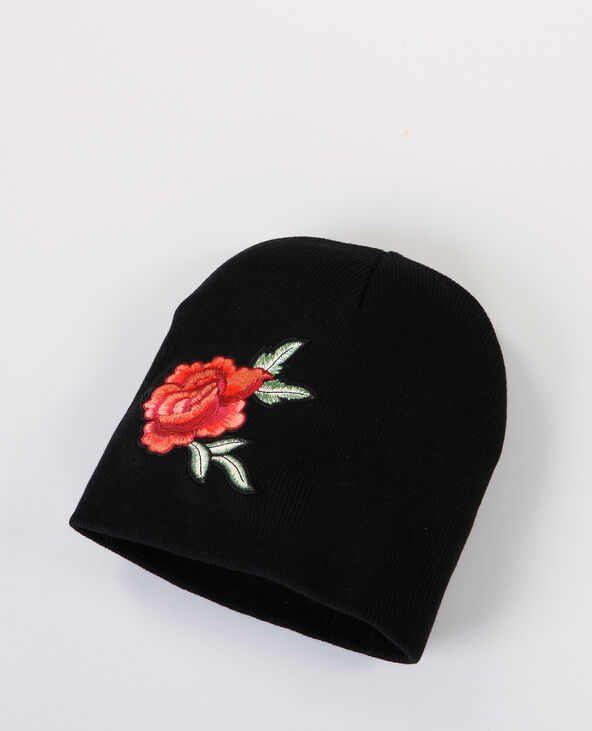 Bonnet à patch rose noir - Pimkie