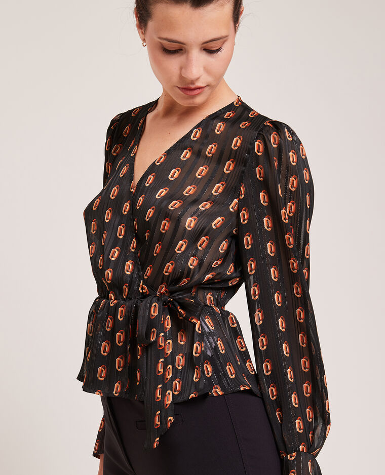 Blouse cache-cœur fils métallisés noir - Pimkie