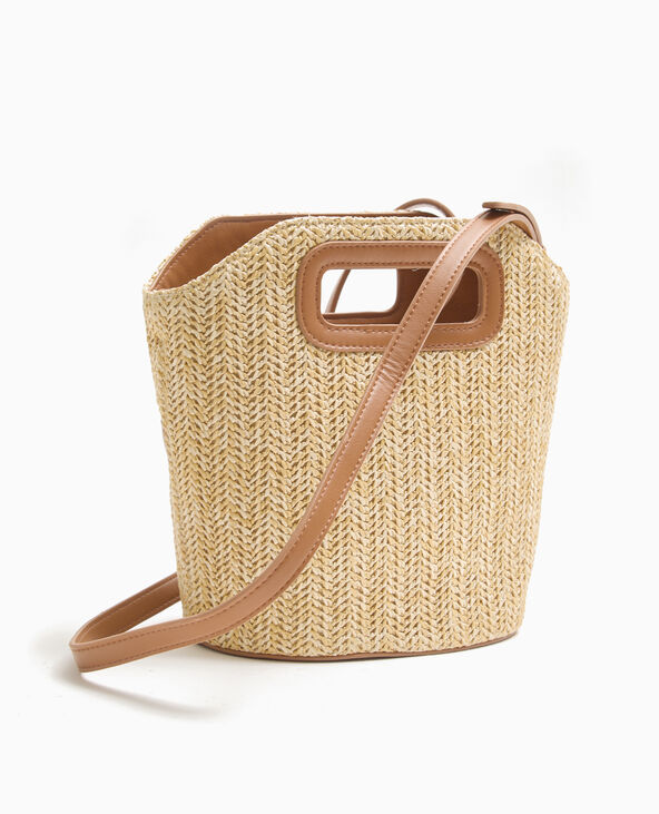 Sac en raphia et simili cuir beige - Pimkie