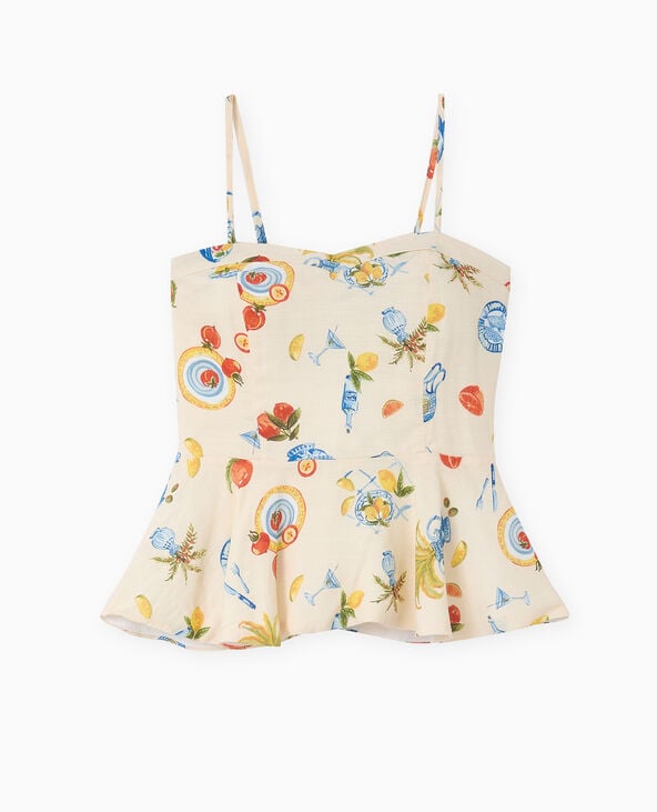 Top peplum à bretelles écru - Pimkie