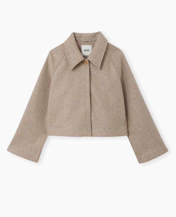 Veste courte trapèze effet drap de laine marron - Pimkie