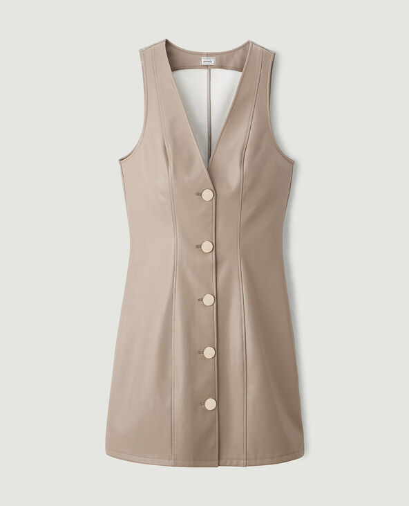 Robe courte en simili cuir beige - Pimkie
