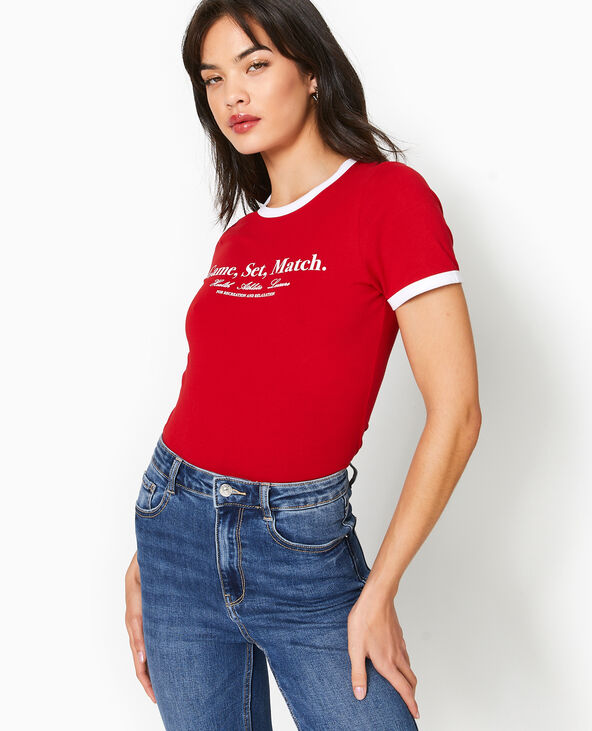T-shirt avec print et biais contrastés rouge - Pimkie