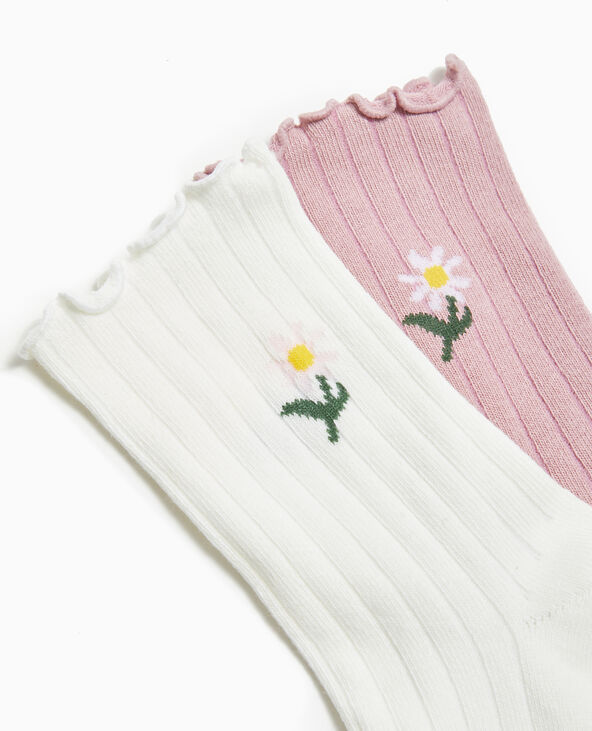Lot de 2 paires de chaussettes en maille côtelée vieux rose - Pimkie