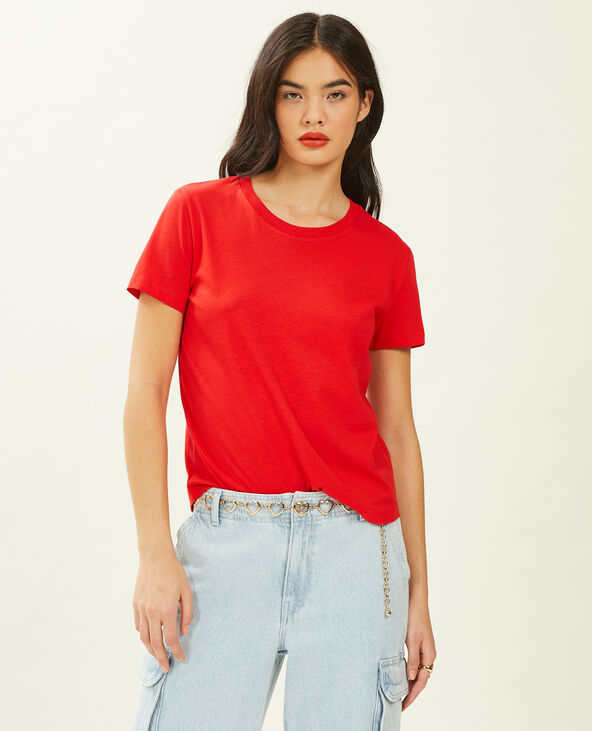 T-shirt basique col rond rouge - Pimkie
