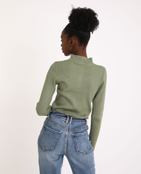 Pull zippé vert de gris - Pimkie