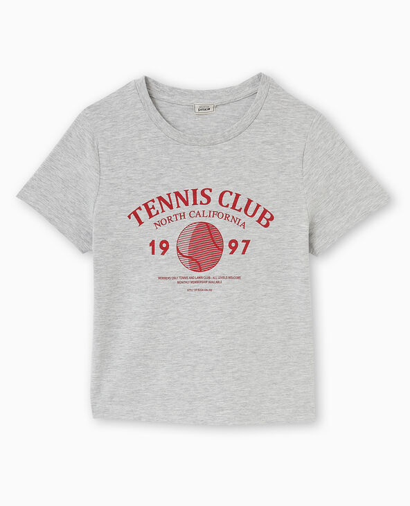 T-shirt ajusté avec print devant gris chiné - Pimkie