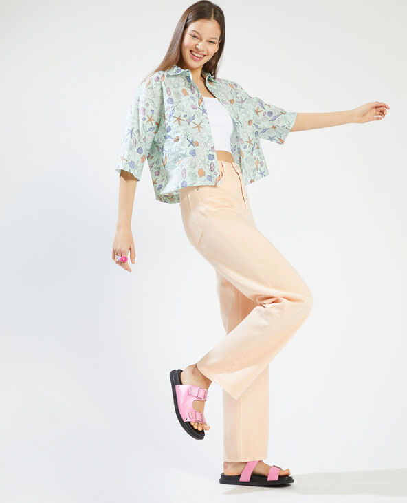 Chemisier cropped manches courtes bleu - Pimkie