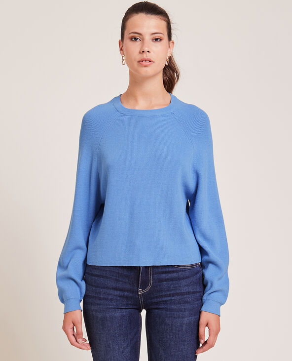 Pull col rond fines côtes bleu - Pimkie