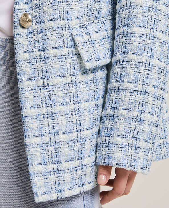 Veste blazer en tweed bleu - Pimkie