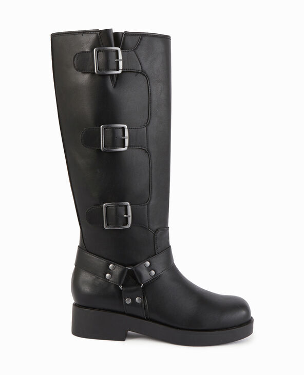 Bottes esprit motard avec brides et boucles noir - Pimkie
