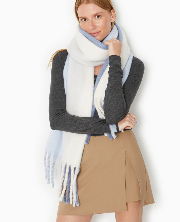 Echarpe en maille extra douce avec franges bleu - Pimkie