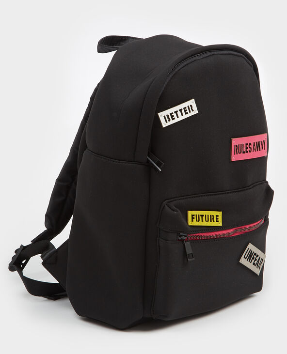 Sac à dos néoprène à patchs noir - Pimkie