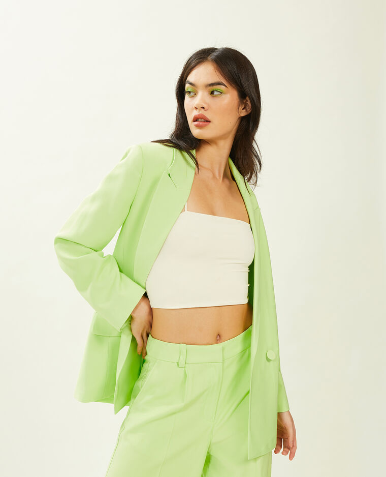 Veste blazer oversize en toile fluide Jaune - Pimkie