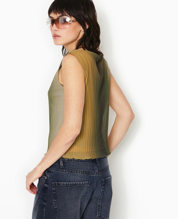 Top sans manches en tulle plissé vert clair - Pimkie
