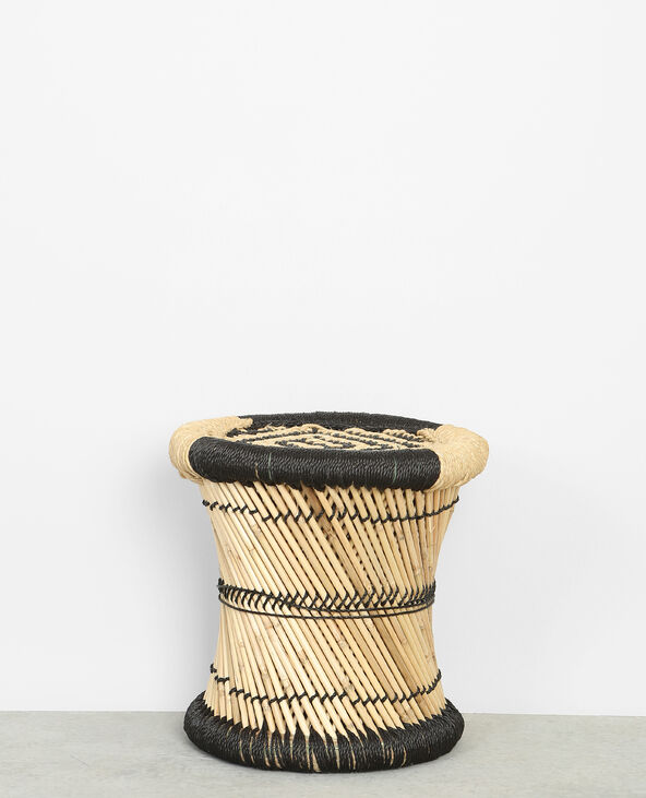 Petit tabouret tressé en bambou noir - Pimkie