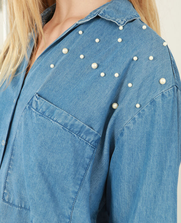 Chemise fluide à perles bleu - Pimkie