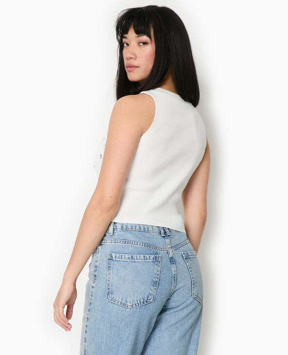 Top sans manches en maille avec strass blanc - Pimkie